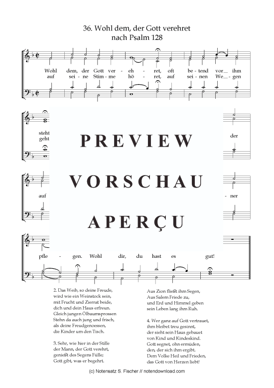 Wohl dem der Gott verehret (Gemischter Chor) (Gemischter Chor) von Psalme des Kantons Schaffhausen (1867)