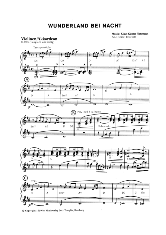 Wunderland bei Nacht (Salonorchester) (Combo (Salonorchester)) von Bert Kaempfert Orchester