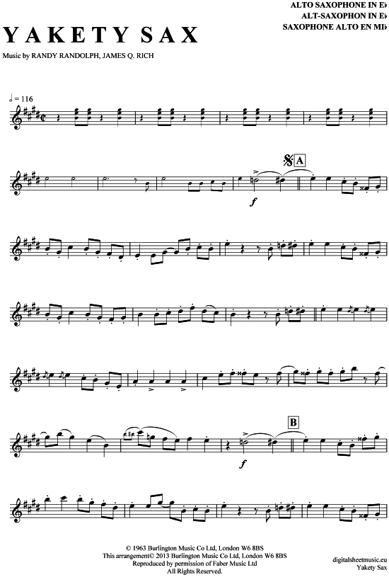 Yakety Sax (Alt-Sax) (Alt Saxophon) von Boots Randolph