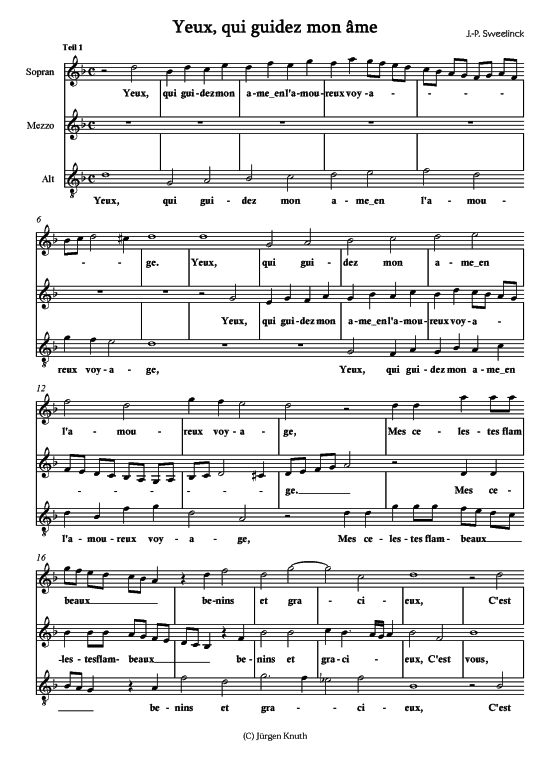 Yeux qui guidez mon ame (Frauenchor) (Frauenchor) von J.-P. Sweelinck
