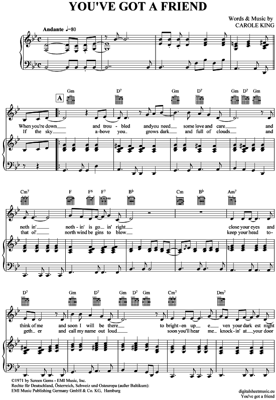 You´ve got a friend Klavier+Gesang PDF