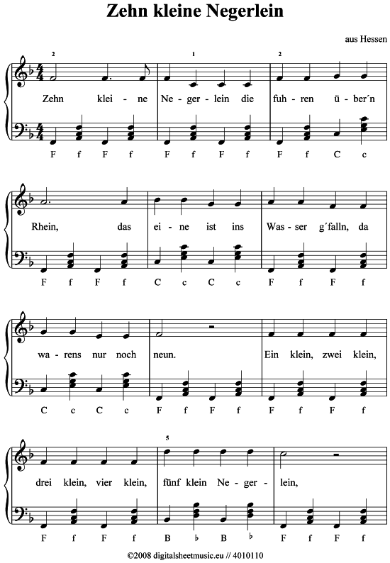 Zehn kleine Negerlein (Akkordeon) (Akkordeon) von Kinderlied