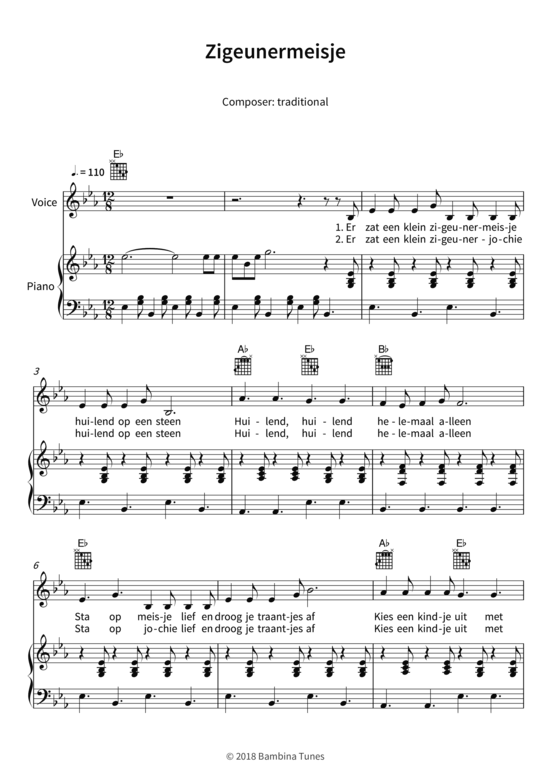 Zigeunermeisje (Gesang + Klavier Gitarre) (Klavier  Gesang) von traditional
