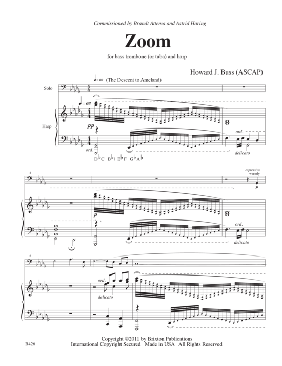 Zoom (Bassposaune Tuba und Harfe) (Harfe  Posaune) von Howard J. Buss 