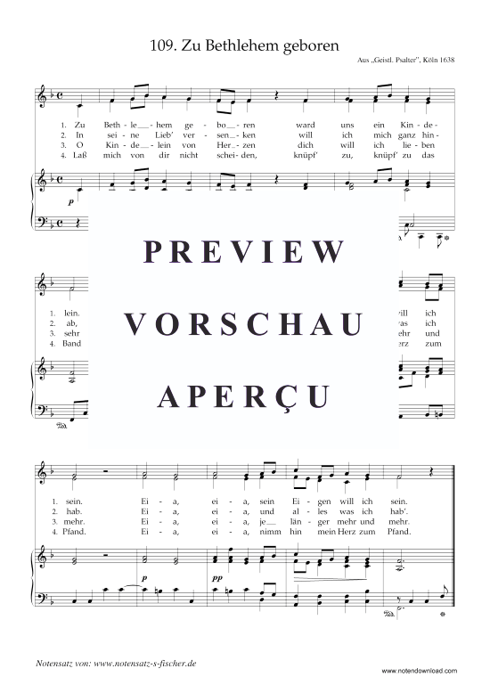 Zu Bethlehem geboren (Klavier + Gesang) (Klavier  Gesang) von Weihnachtslied aus K ln