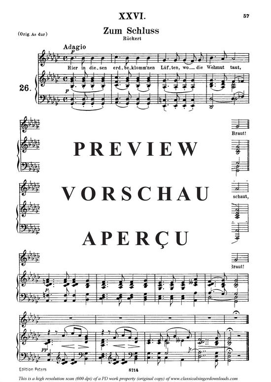 Zum schluss Op.25 No.26 (Gesang mittel + Klavier) (Klavier  Gesang mittel) von Robert Schumann