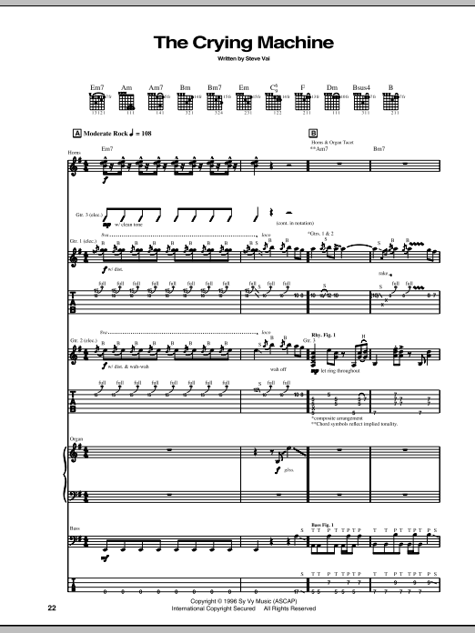 The Crying Machine (Guitar Tab) von Steve Vai