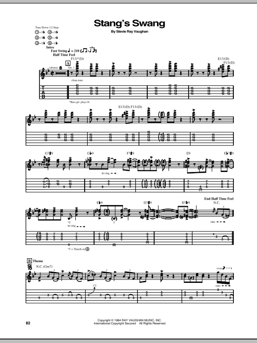 Stang's Swang (Guitar Tab) von Stevie Ray Vaughan