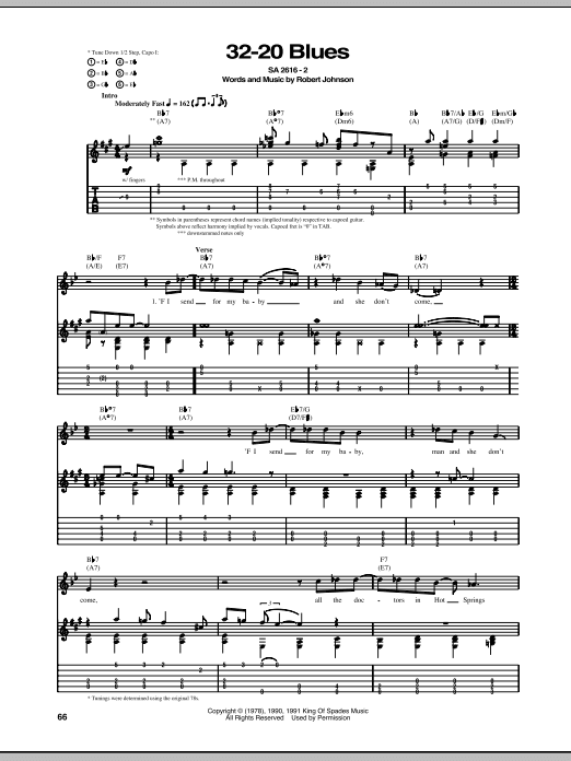 32-20 Blues (Guitar Tab) von Robert Johnson