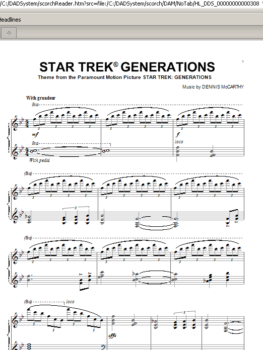Star Trek Generations (Piano Solo) von Dennis McCarthy