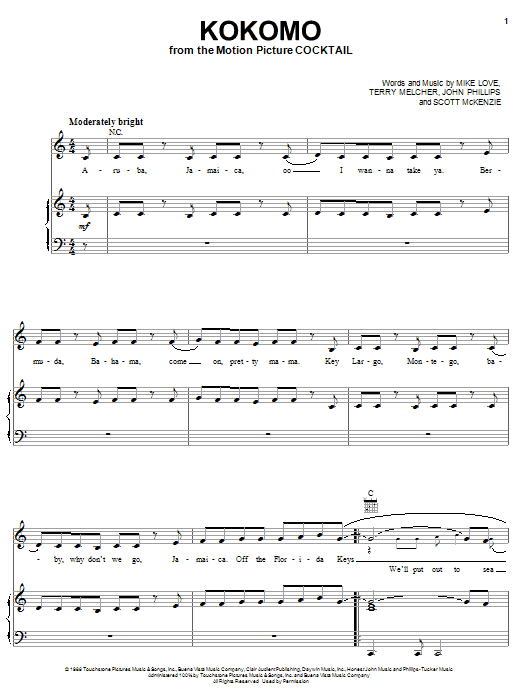 Kokomo (Piano, Vocal & Guitar Chords (Right-Hand Melody)) von The Beach Boys