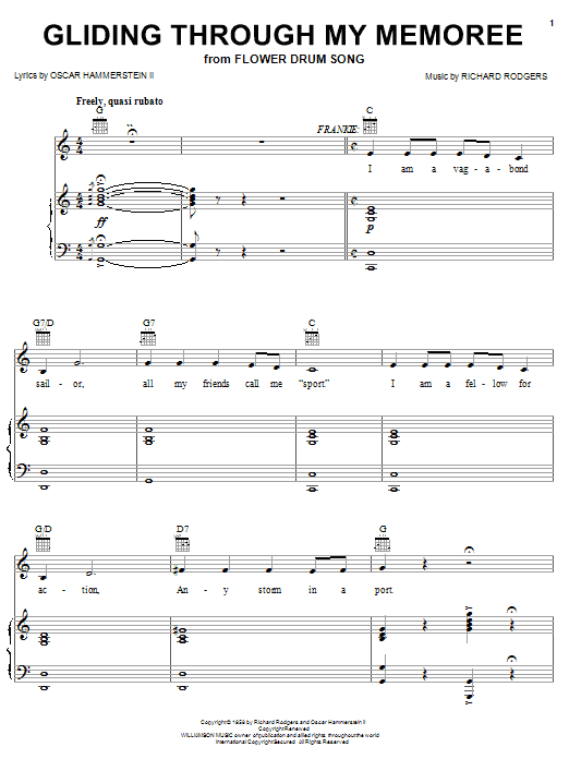 Gliding Through My Memoree (Piano, Vocal & Guitar Chords (Right-Hand Melody)) von Rodgers & Hammerstein
