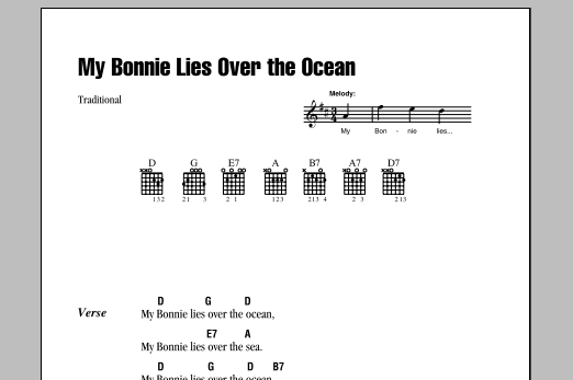 My Bonnie Lies Over The Ocean (Guitar Chords/Lyrics) von Traditional