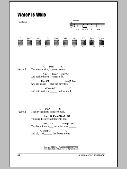 The Water Is Wide (Guitar Chords/Lyrics) von Traditional