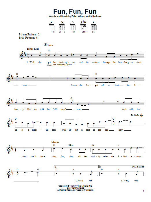 Fun, Fun, Fun (Easy Guitar) von The Beach Boys