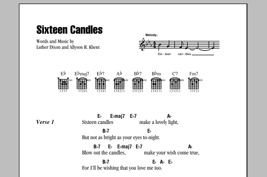 Sixteen Candles (Guitar Chords/Lyrics) von The Crests