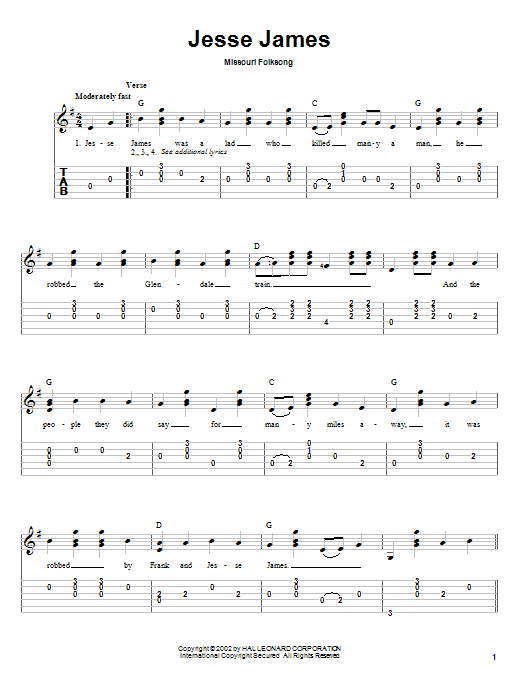Jesse James (Solo Guitar) von Traditional
