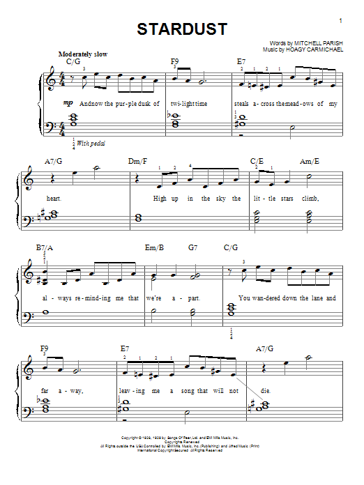 Stardust (Easy Piano) von Hoagy Carmichael