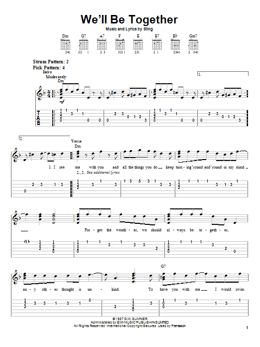 We'll Be Together (Easy Guitar Tab) von Sting