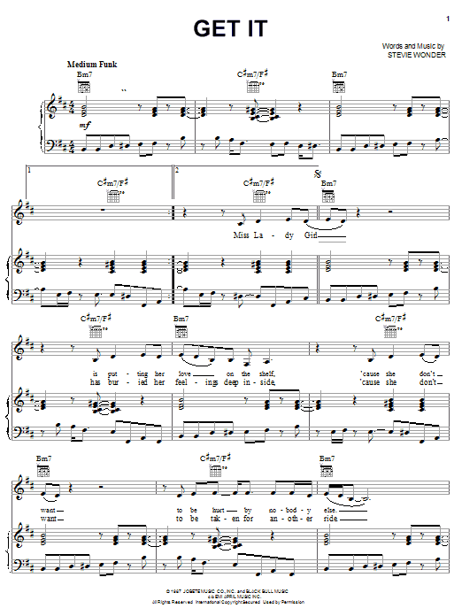 Get It (Piano, Vocal & Guitar Chords (Right-Hand Melody)) von Stevie Wonder