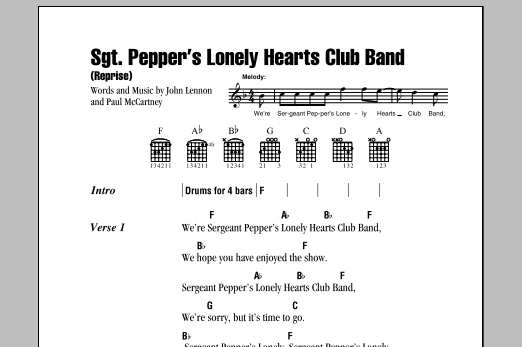 Sgt. Pepper's Lonely Hearts Club Band (Reprise) (Guitar Chords/Lyrics) von The Beatles