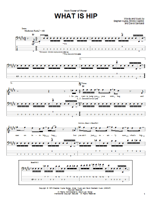 What Is Hip (Bass Guitar Tab) von Tower Of Power