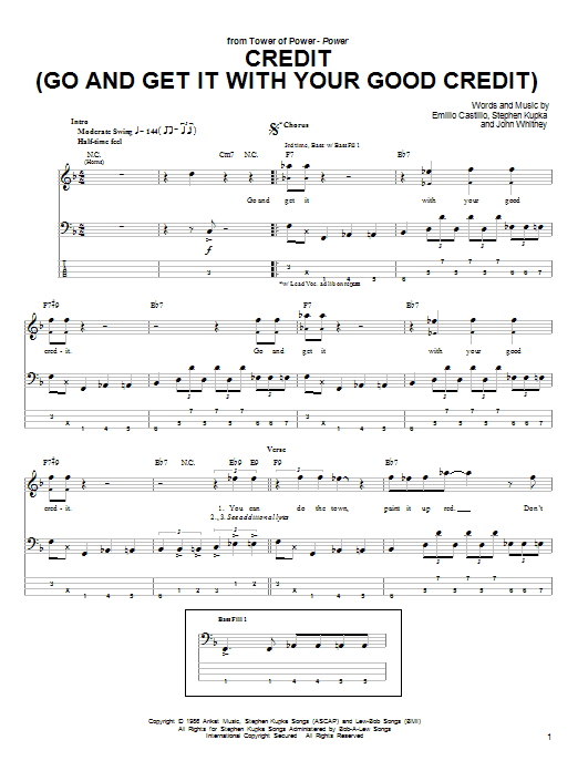 Credit (Go And Get It With Your Good Credit) (Bass Guitar Tab) von Tower Of Power