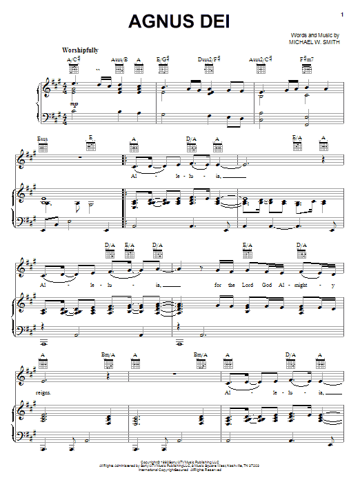 Agnus Dei (Piano, Vocal & Guitar Chords (Right-Hand Melody)) von Michael W. Smith