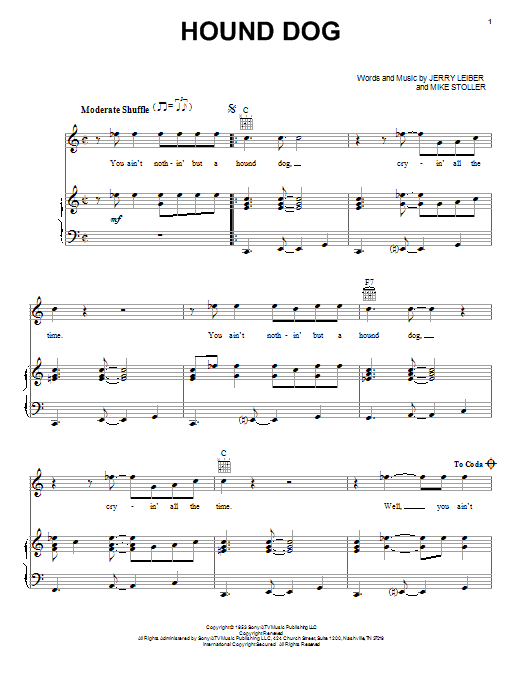 Hound Dog (Piano, Vocal & Guitar Chords (Right-Hand Melody)) von Elvis Presley