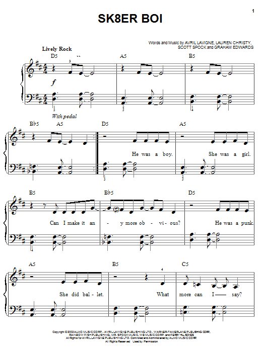 Sk8er Boi (Easy Piano) von Avril Lavigne
