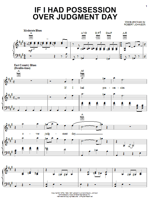 If I Had Possession Over Judgment Day (Piano, Vocal & Guitar Chords (Right-Hand Melody)) von Robert Johnson