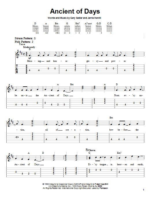 Ancient Of Days (Easy Guitar Tab) von Ron Kenoly
