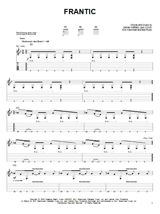 Frantic (Easy Guitar Tab) von Metallica