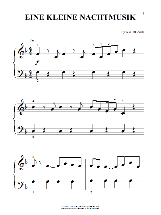 Eine Kleine Nachtmusik (Big Note Piano) von Wolfgang Amadeus Mozart