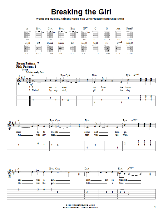 Breaking The Girl (Easy Guitar Tab) von Red Hot Chili Peppers