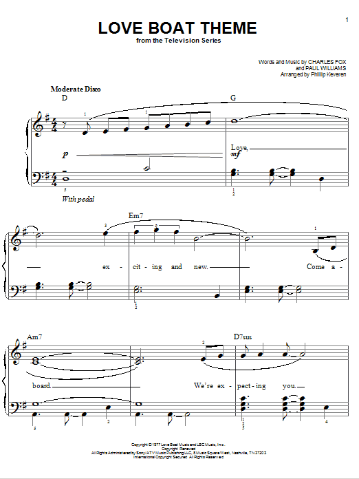 Love Boat Theme (arr. Phillip Keveren) (Easy Piano) von Charles Fox