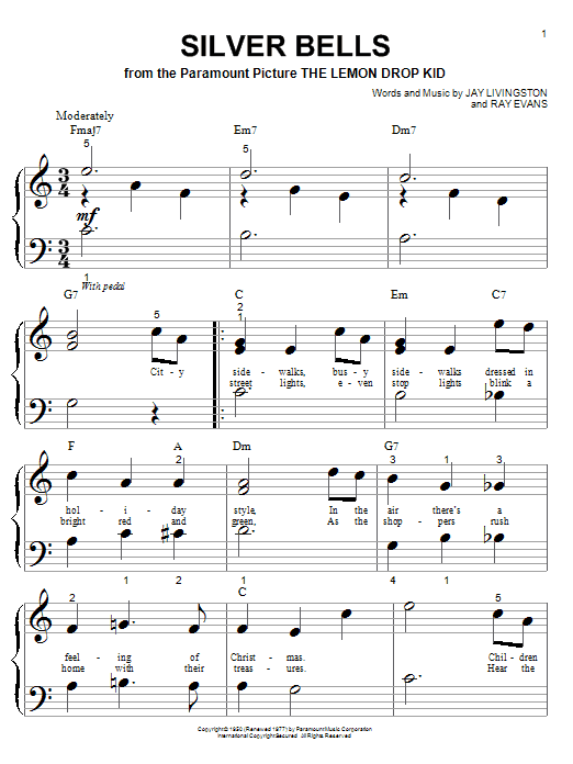 Silver Bells (Big Note Piano) von Jay Livingston