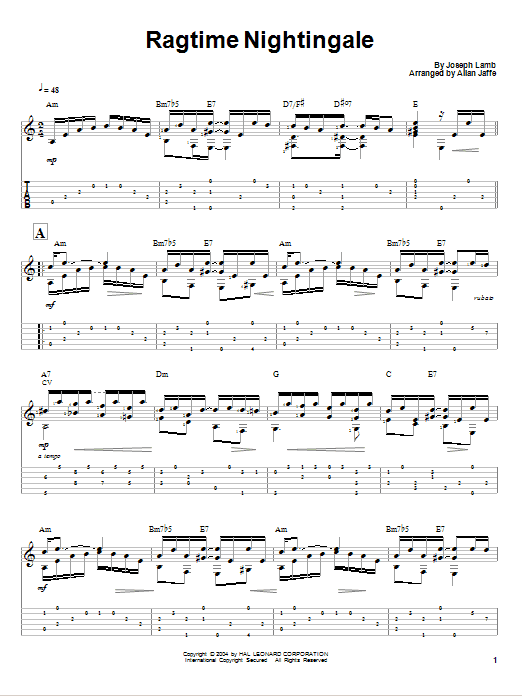 Ragtime Nightingale (Solo Guitar) von Joseph Lamb