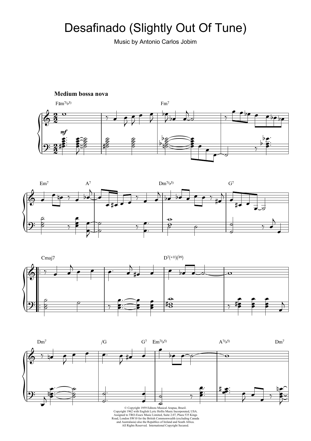 Desafinado (Slightly Out Of Tune) (Piano Solo) von Antonio Carlos Jobim