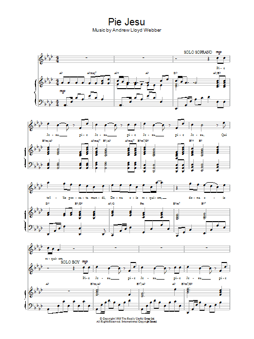 Pie Jesu (Piano, Vocal & Guitar Chords) von Andrew Lloyd Webber