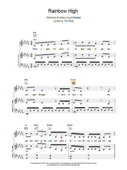 Rainbow High (Piano, Vocal & Guitar Chords) von Andrew Lloyd Webber