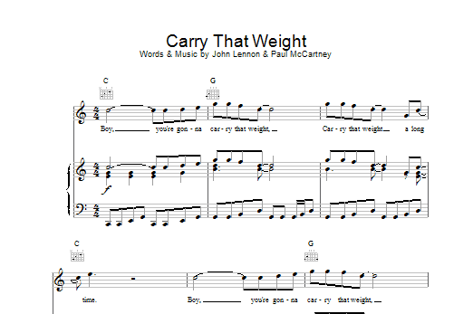 Carry That Weight (Piano, Vocal & Guitar Chords) von The Beatles