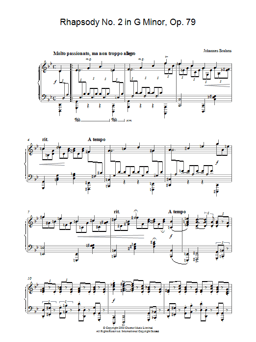 Rhapsody No. 2 in G Minor, Op. 79 (Piano Solo) von Johannes Brahms