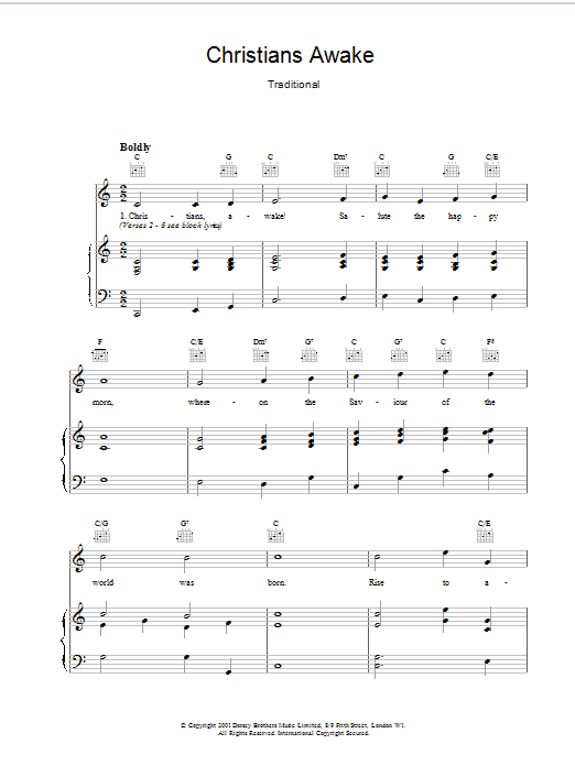 Christians Awake (Piano, Vocal & Guitar Chords) von Traditional