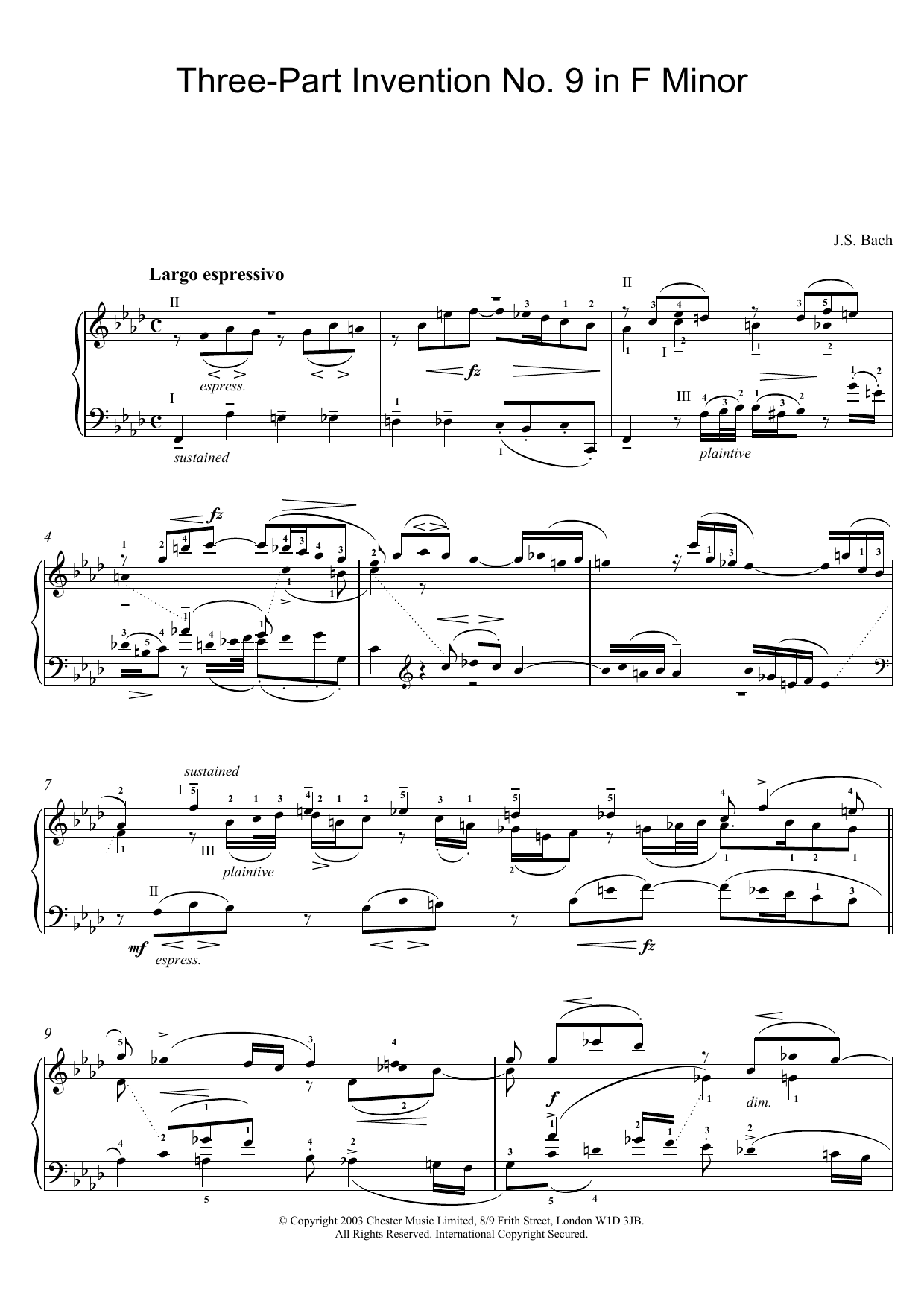 Three-Part Invention No. 9 in F Minor (Piano Solo) von Johann Sebastian Bach