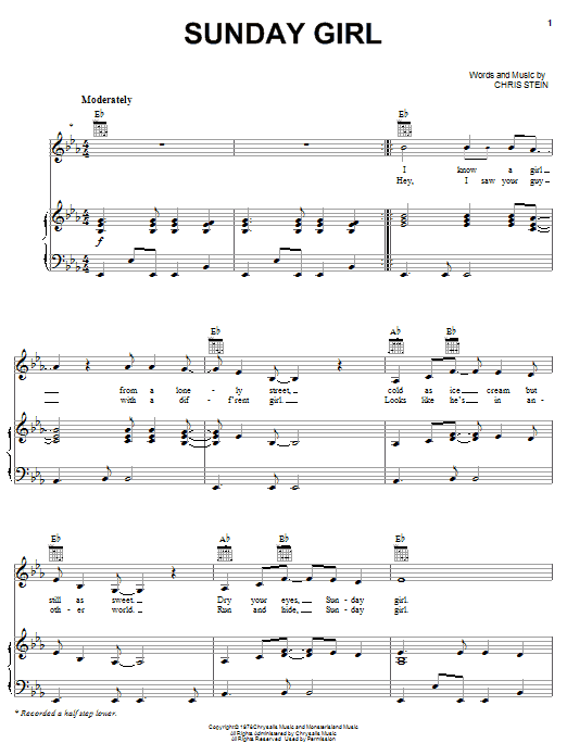 Sunday Girl (Piano, Vocal & Guitar Chords (Right-Hand Melody)) von Blondie