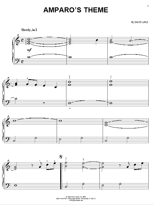 Amparo's Theme (Easy Piano) von David Lanz