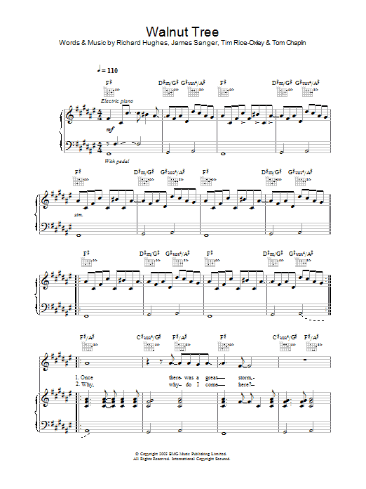 Walnut Tree (Piano, Vocal & Guitar Chords) von Keane