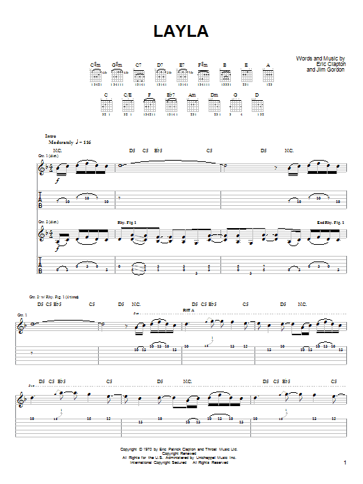 Layla (Easy Guitar Tab) von Derek And The Dominos