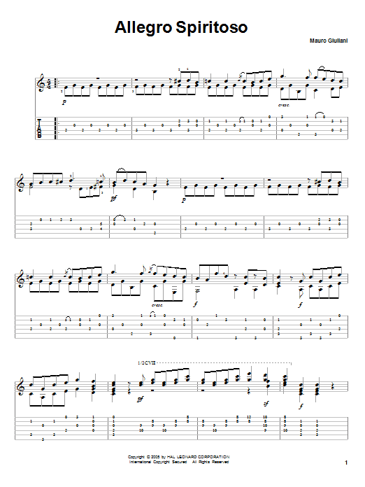 Allegro Spiritoso (Solo Guitar) von Mauro Giuliani